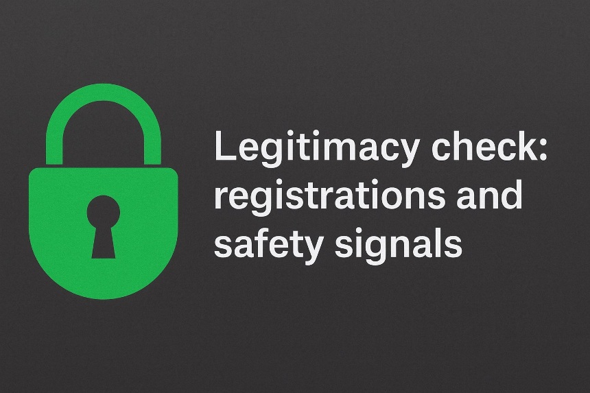 Legitimacy check registrations and safety signals
