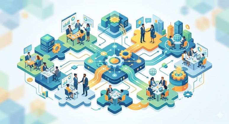 create image for section heading without text ''Where Partners and Ecosystem Fit In'' it must be original as well